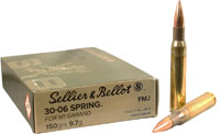Sellier & Bellot Rifle Ammunition SB3006M2A, 30-06 Springfield, FMJ, 150 GR, 2700 fps, 20 Rd/bx