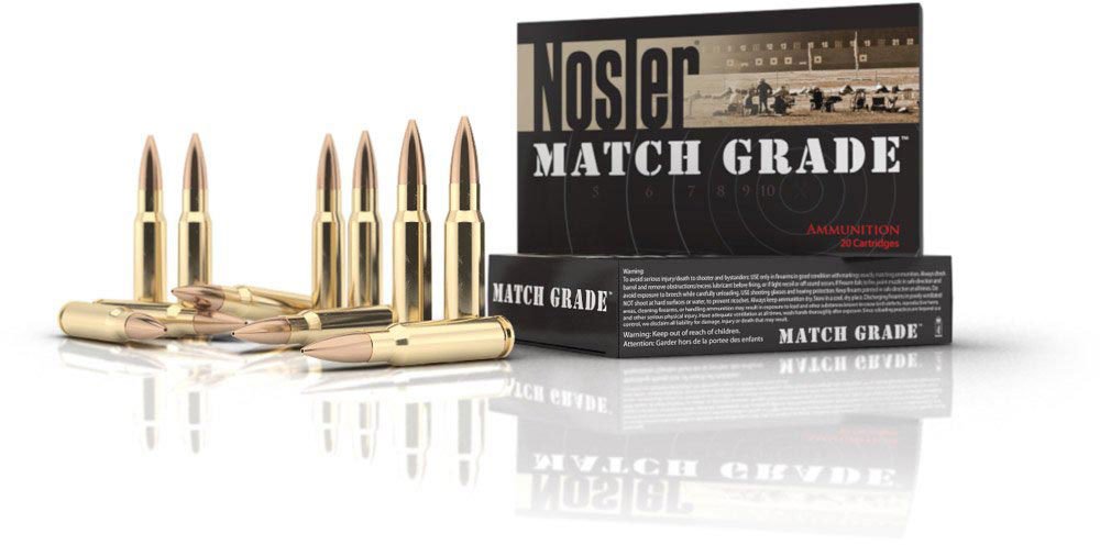 Nosler Match Grade Rifle Ammunition 60016, 22 Nosler, Custom Competition, 77 GR, 2950 fps, 20 Rd/Bx - Able Ammo