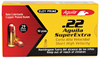 Aguila High Velocity Rifle Ammunition 1B222110, 22 Short, Solid Point, 29 GR, 50 Rd/bx