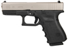 Glock 19 Compact Pistol PI1950203NIB, 9mm, 4 in, Polymer Grip, Black/Nickel Finish, Fixed Sights, 15 Rd