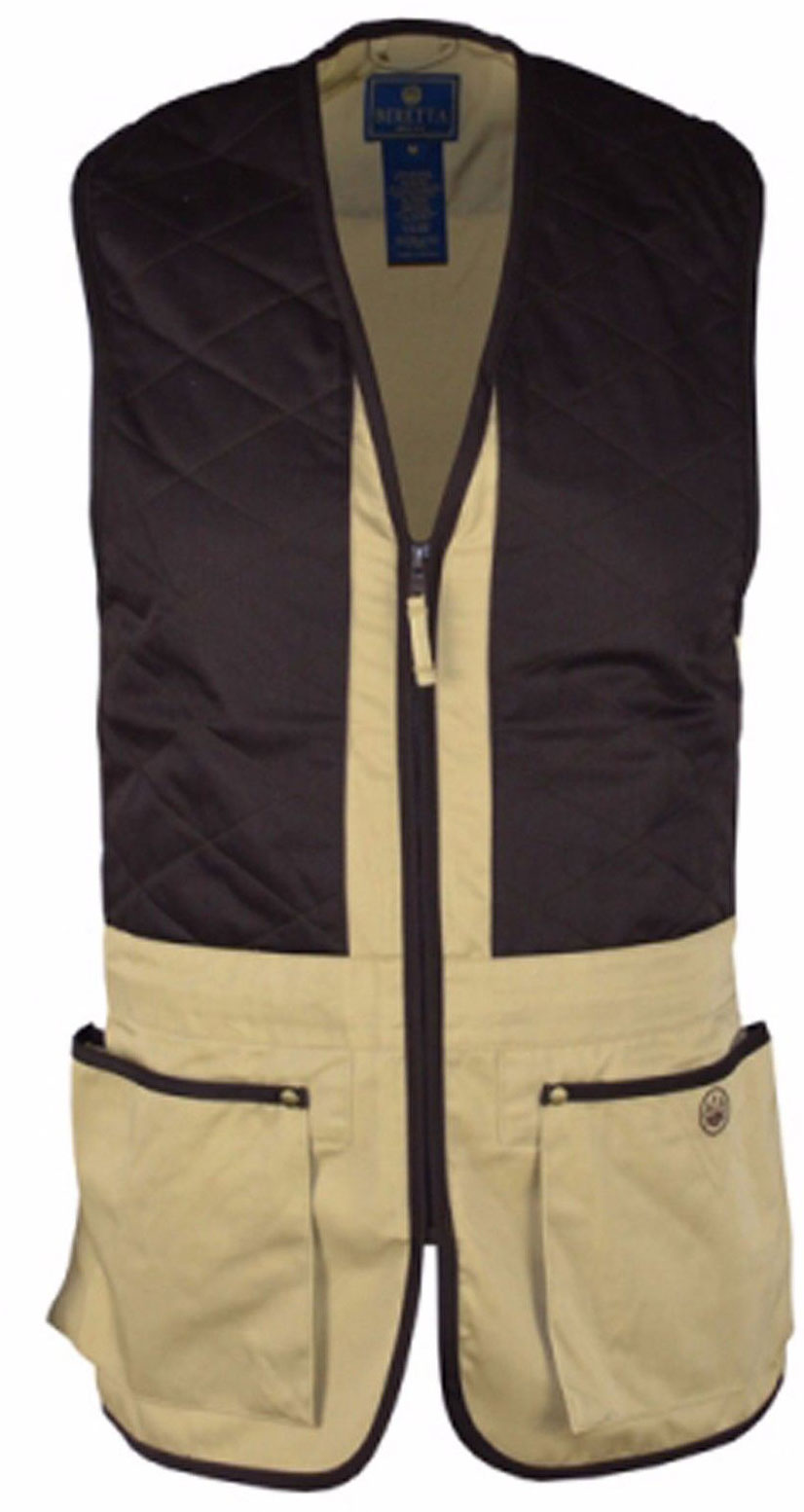 Beretta Trap Cotton Shooting Vest, Khaki, Small (GT04102113012TS