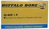 Buffalo Bore Handgun Ammunition 30A/20, 32 ACP +P, 75 GR, Hardcast Flat Nose (FN), 1150 fps, 20 Rd/Bx