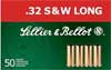 Sellier & Bellot Pistol Ammuntion SB32SWLA, 32 S&W Long, Lead Round Nose (RN), 100 GR, 718 fps, 50 Rd/bx