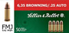 Sellier & Bellot Pistol Ammuntion SB25A, 25 ACP, Full Metal Jacket (FMJ), 50 Gr, 760 fps, 50 Rd/bx