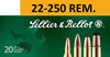 Sellier & Bellot Rifle Ammuntion 33046, 22-250 Remington, Spitzer Boat Tail, 55 GR, 3680 fps, 20 Rd/bx