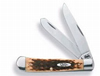Case Trapper Amber Bone Stainless Clip/Spey Folding Knife w/Plain Edge (00164)