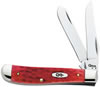 Case Mini Trapper Dark Red Bone Clip/Spey Folding Knife w/Plain Edge (06983)