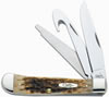 Case Hunter Trapper Amber Bone Stainless Clip/Gut Hook/Saw Folding Knife w/Plain Edge (00149)
