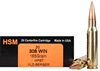 HSM Trophy Gold Rifle Ammunition 308185VLD, 308 Winchester, Berger Hunting VLD, 185 GR, 2606 fps, 20 Rd/bx