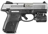 Ruger SR9C Compact Pistol w/ CT Light 3332, 9mm, 3-1/2", Glass Filled Nylon Grip, Stainless Steel Finish, 17 Rd