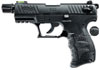 Walther P22Q Pistol w/Threaded Barrel WAP22522, 22 Long Rifle, 3.4 in, Polymer Frame, Black Finish, Hi-Viz Sight, 10 Rd
