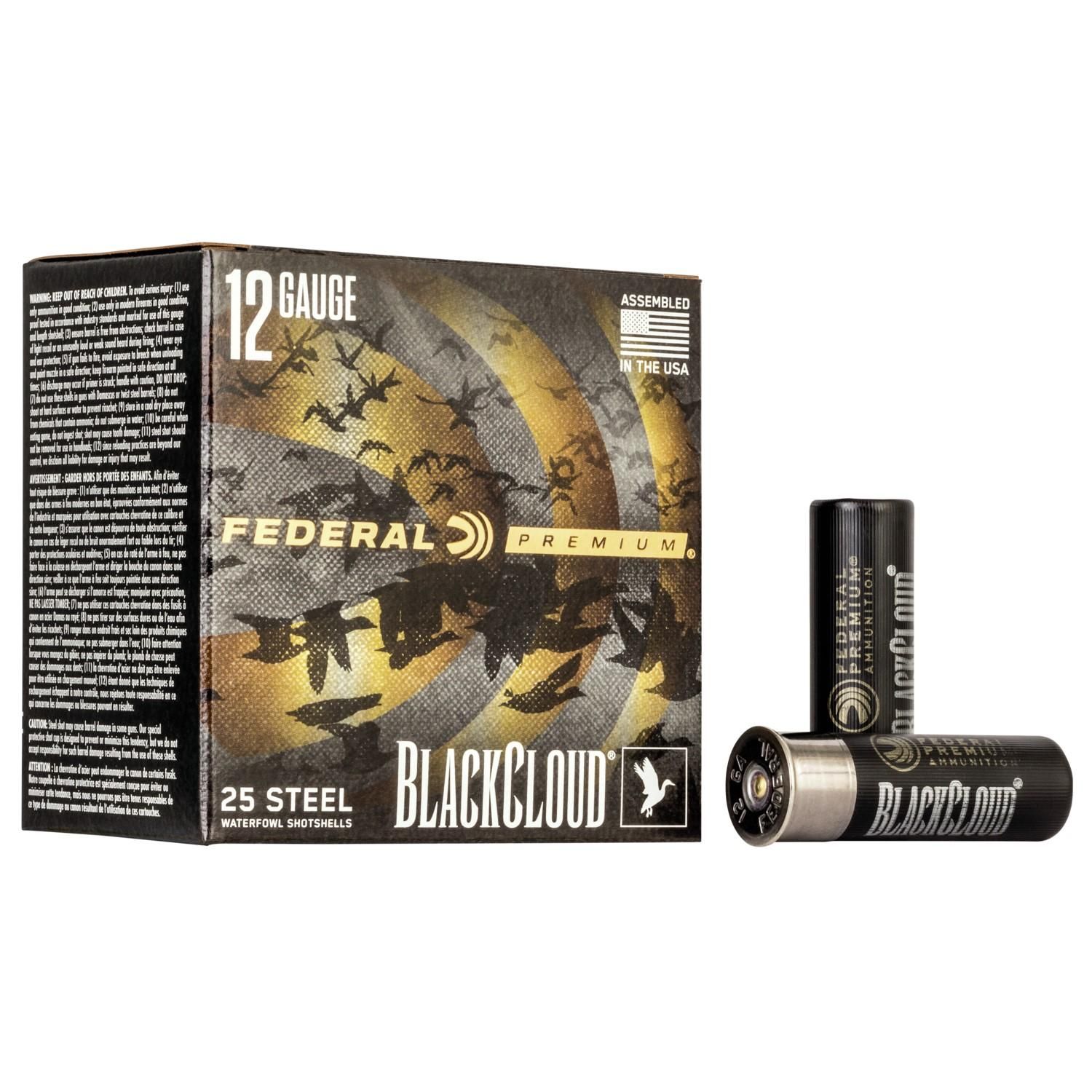 Federal Black Cloud Waterfowl Shotshells PWBX1424, 12 Gauge, 3", 1-1/4 oz, 1450 fps, #4 Steel Shot, 25 Rds/Bx