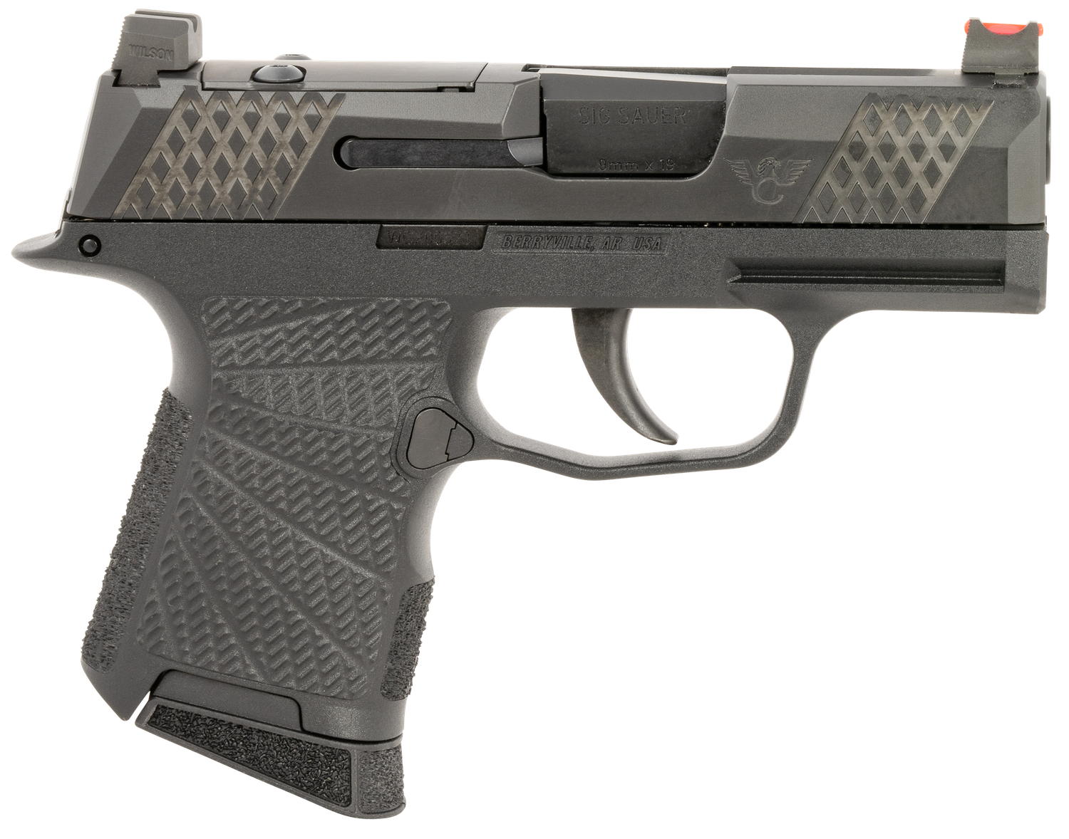 Wilson Combat P365 Optic Ready Pistol SIGWCP3659BSR, 9mm Luger, 3.10in, Sunburst Grips, Black Finish, 10 Rds