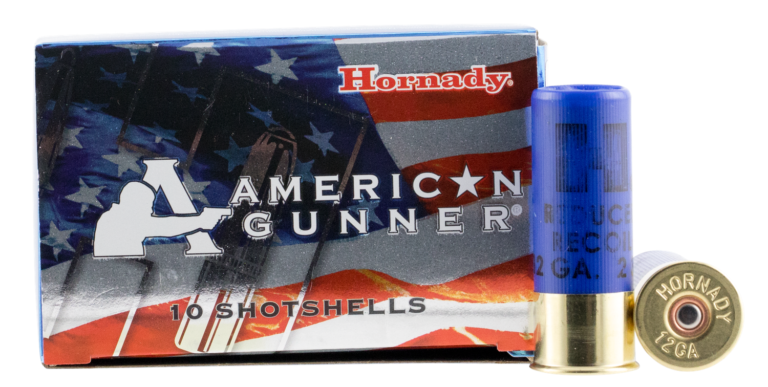 Hornady American Gunner Shotgun Ammunition 86274, 12 Gauge, 2-3/4", 8 Pellets, 1350 fps, #00 Lead Buckshot, 10 Rd/bx