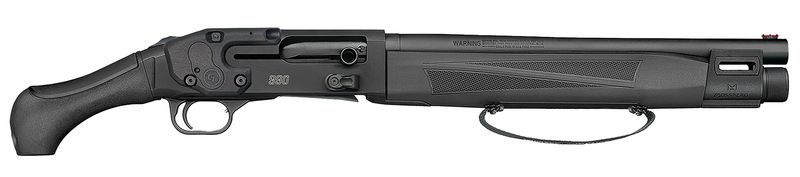 Mossberg 990 AfterShock w/Laster Shotgun 83003, 12 Gauge, 14.75", 3" Chmbr, Black Synthetic Stock, Blued Finish, 5 Rds