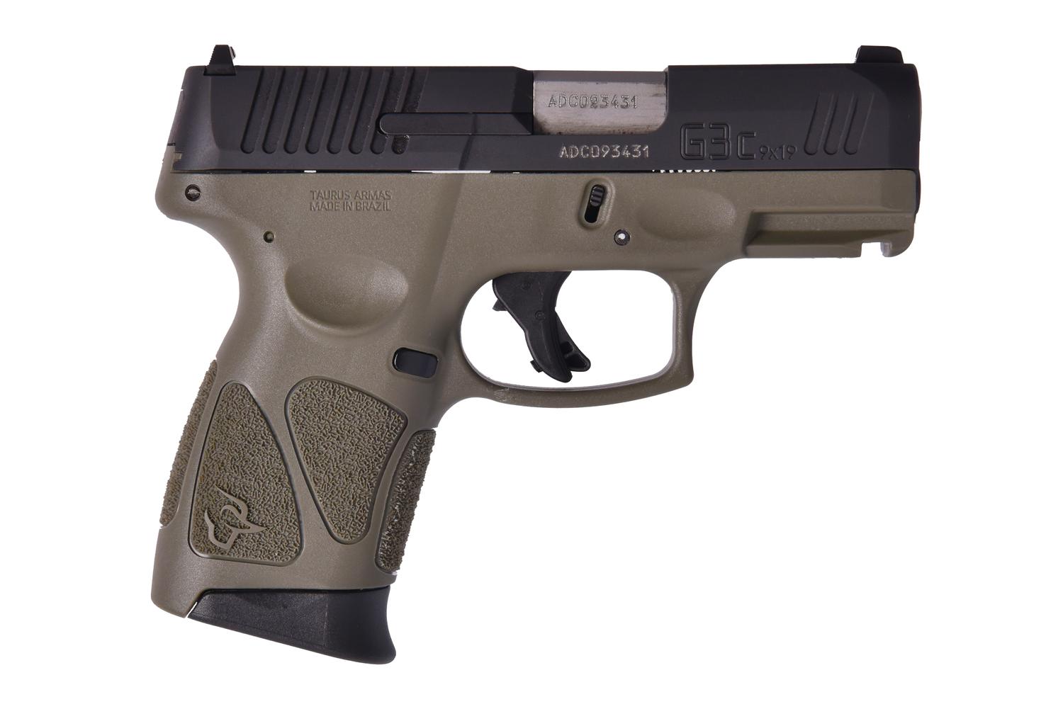 Taurus G3C Compact Pistol 1G3C931O, 9mm Luger, 3.2", OD Frame, Black Finish, 12 Rds