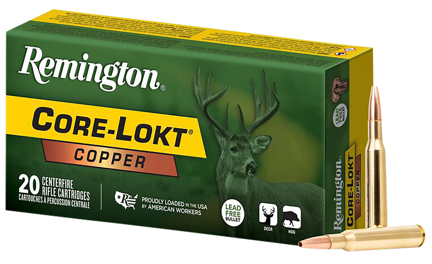 Remington Core-Lokt Rifle Ammunition R27856, 243 Win, Copper Hollow Point, 85 gr, 3200 fps, 20 Rd/Bx