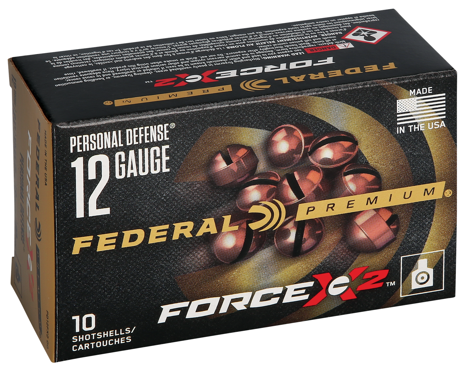 Federal Force X2 Shorty Shotshells PD129FX200, 12 Gauge, 1-3/4", 6 Pellets, 1245 fps, 00 Buckshot, 10 Rd/bx
