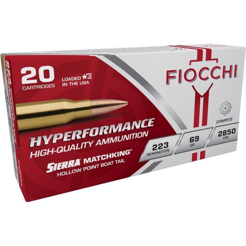 Fiocchi Exacta Match Rifle Ammunition 223MKC, 223 Remington, Sierra MatchKing BTHP, 69 GR, 2850 fps, 20 Rd/bx