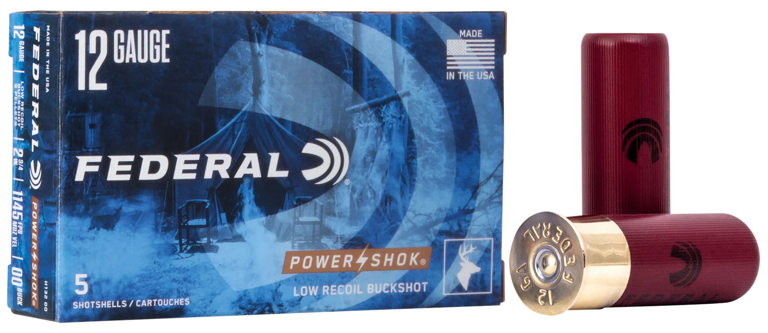 Federal Premium Power Shok Low Recoil H13200, 12 Gauge, 2-3/4", 9 Pellets, 1140 fps, #00 Lead Buckshot, 5 Rd/bx
