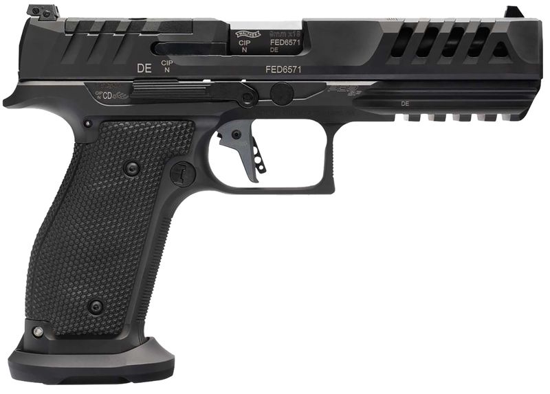 Walther PDP Match Steel Frame Optic Ready Pistol 2880024, 9mm Luger, 5in, Textured Wraparound, Black Finish, 10 Rds