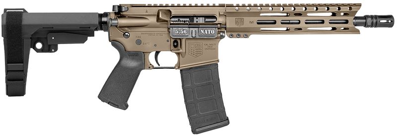 Diamondback DB15 Pistol DB1916K061, 5.56 NATO, 10", SB Tactical SBA3 Brace, FDE Finish, 30 Rds
