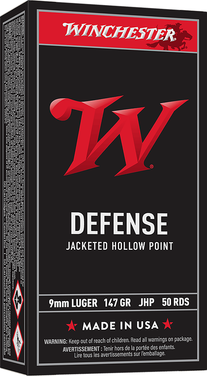 Winchester USA Pistol Ammunition USA9JHP2, 9mm, Jacketed Hollow Point (JHP), 147 GR, 990 fps, 50 Rd/bx