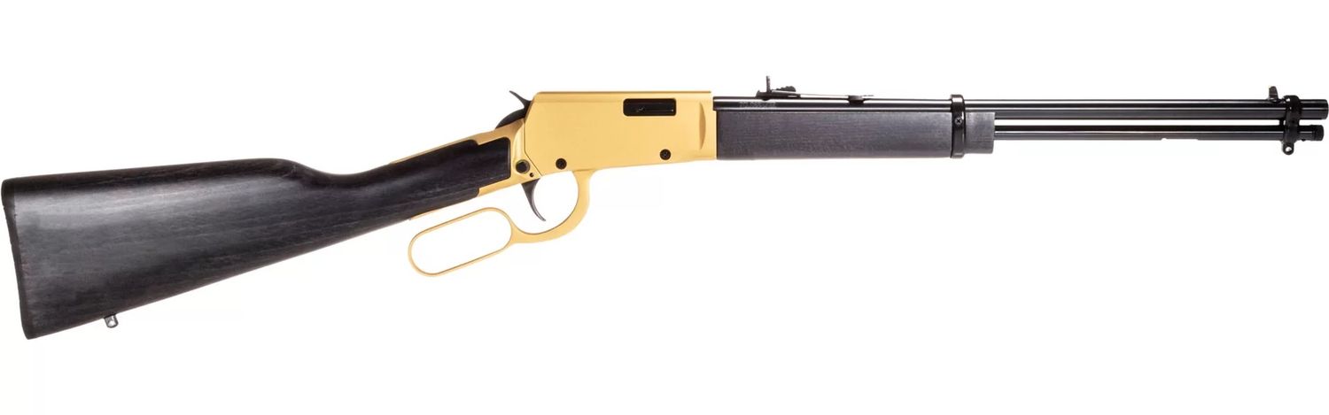 Rossi Rio Bravo Lever-Action Rifle RL22181WD-GLD2, 22LR, 18", Dark Hardwood Stock, Gold PVD Receiver, 15 Rds