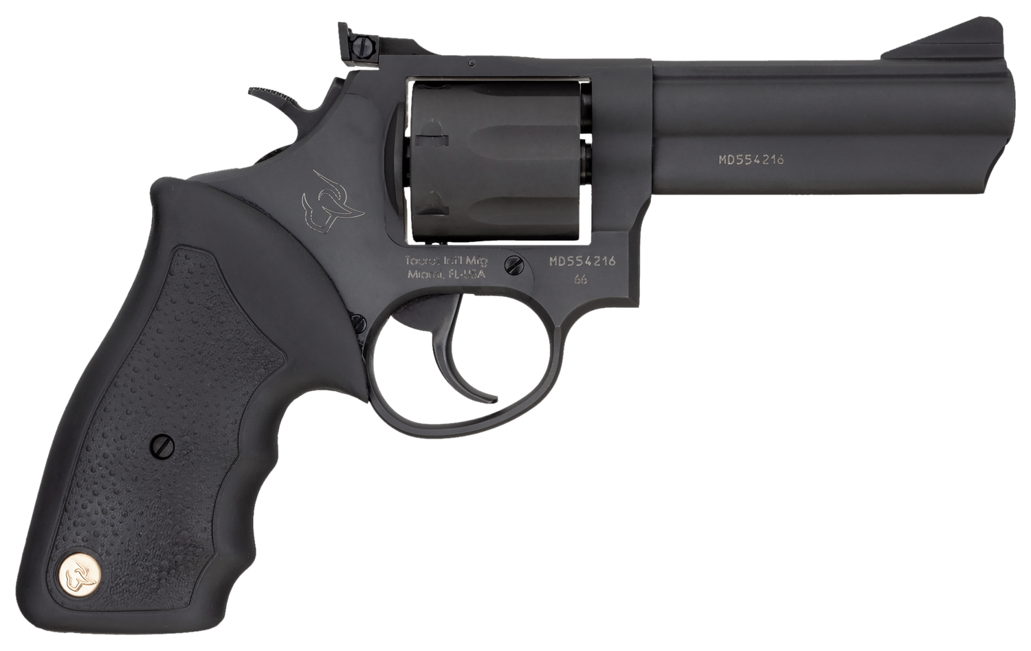Taurus 66 Medium Frame Revolver 2660041, 357 Magnum, 4", Black Rubber Grip, Blue Finish, 7 Rd