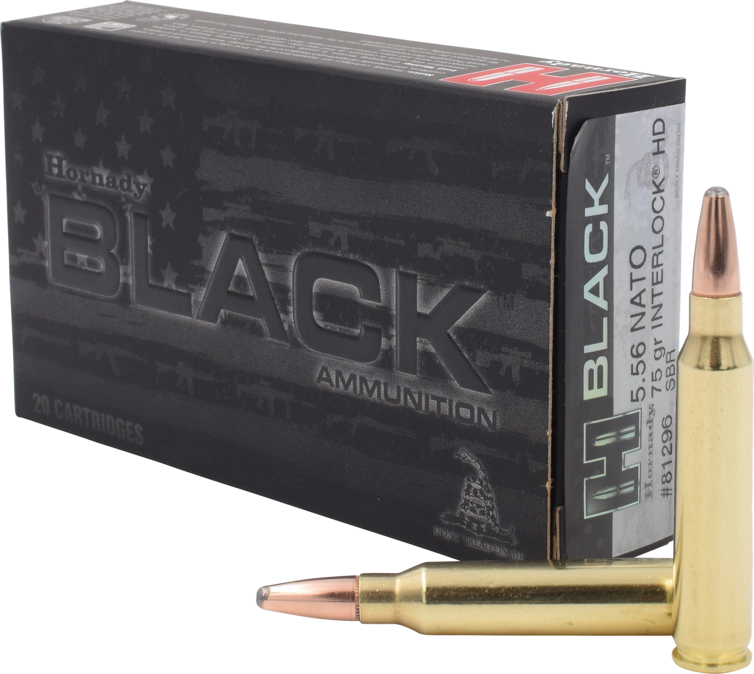 Hornady Black Rifle Ammunition 81296, 5.56MM NATO, InterLock HD SBR, 75 GR, 2321 fps, 20 Rd/Bx