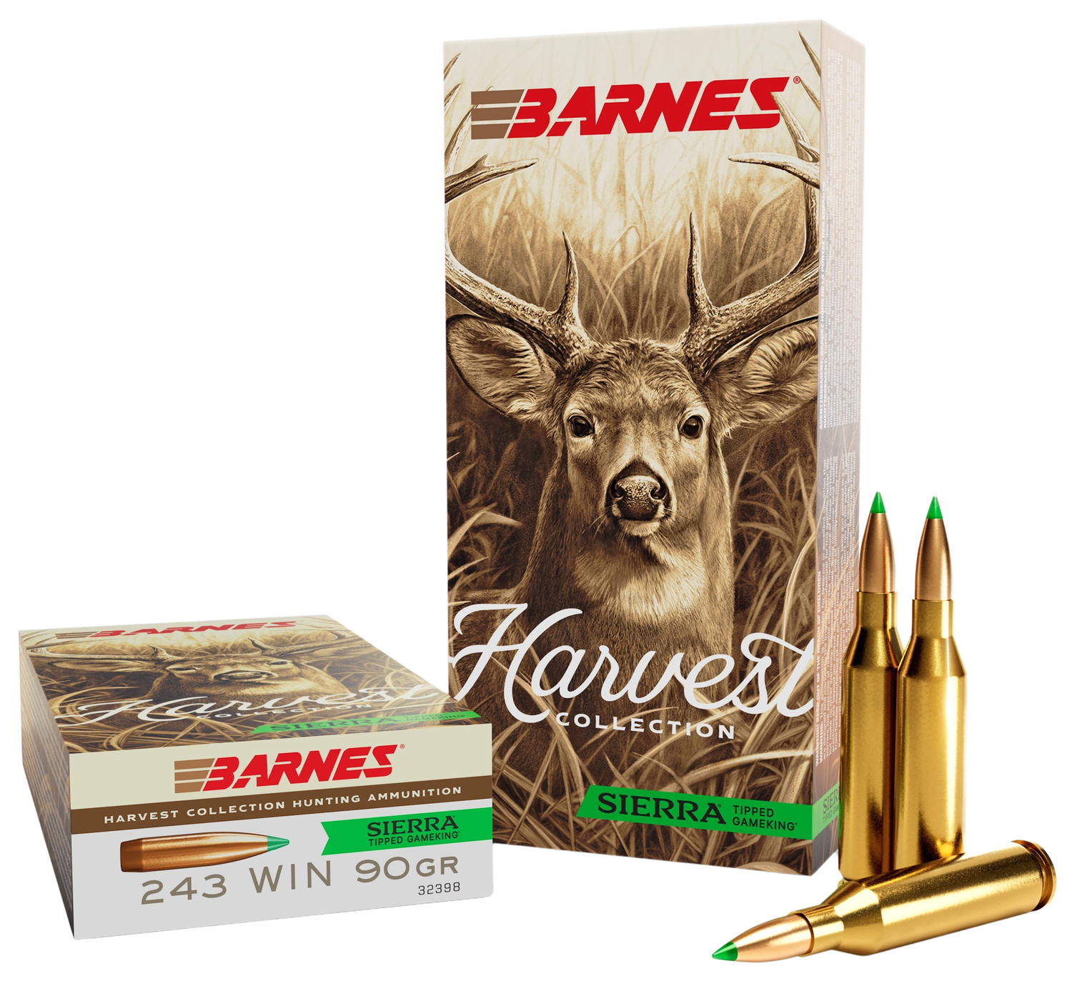 Barnes Harvest Rifle Ammunition 32398, 243 Win, Sierra Tipped GameKing, 90 gr, 20 Rd/Bx