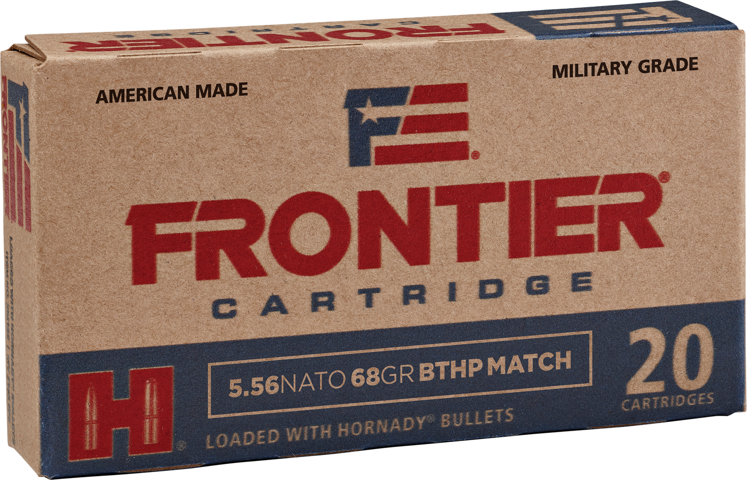 Hornady Frontier Rifle Ammunition FR310, 5.56mm NATO, BTHP Match, 68 GR, 2690 fps, 20 Rds/bx