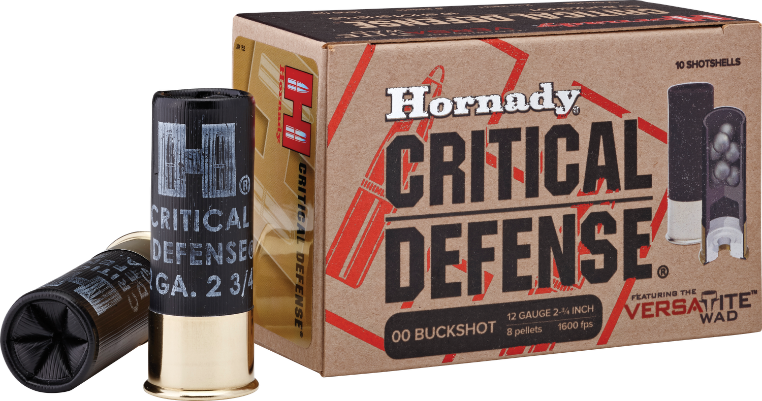 Hornady Critical Defense Shotgun Ammunition 86240, 12 Gauge, 2-3/4", 8 Pellets, #00 Lead Buckshot, 10 Rd/bx