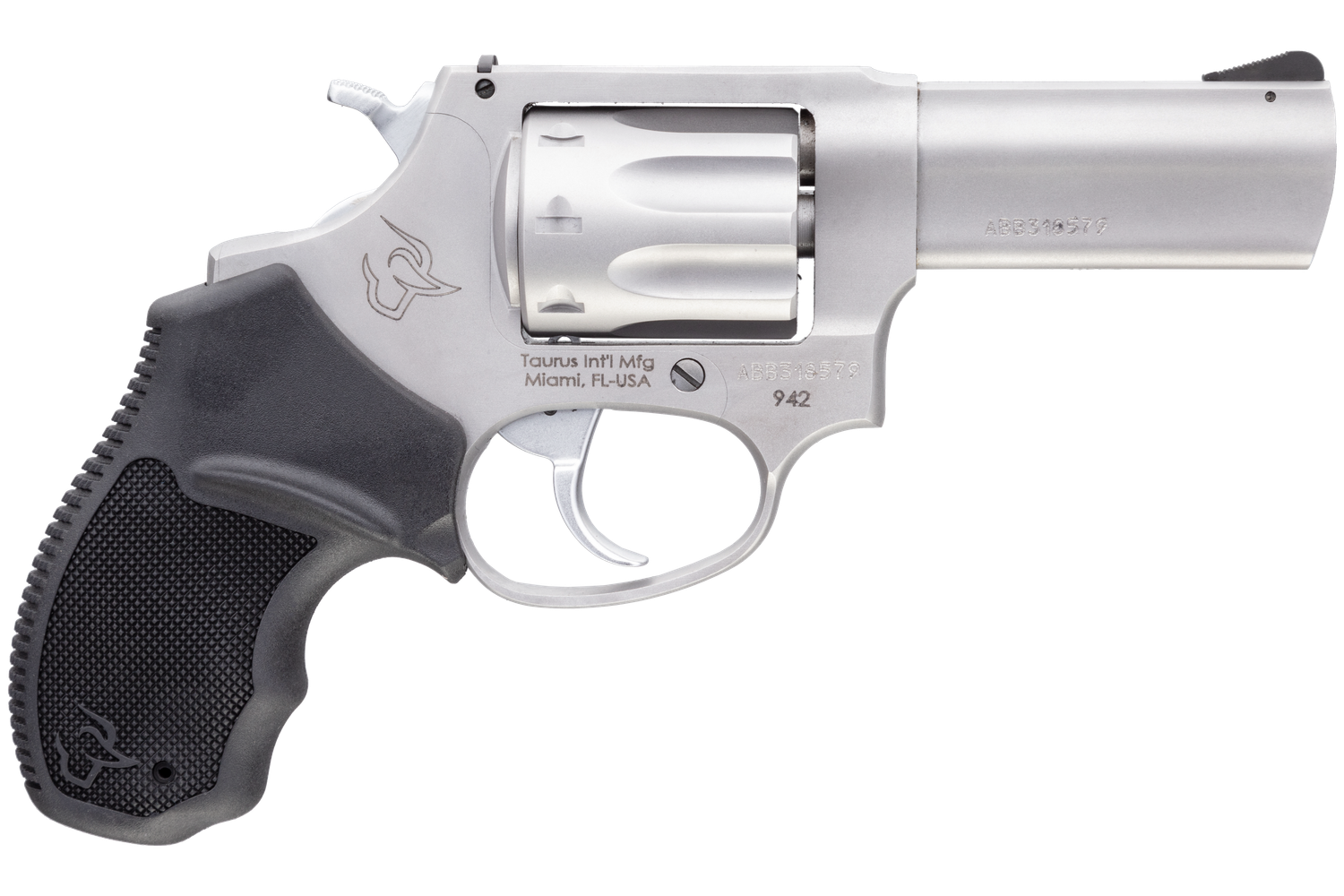 Taurus 942 Revolver 2942039, 22 LR, 3", Black Rubber Grip, Matte Stainless Finish, 8 Rd