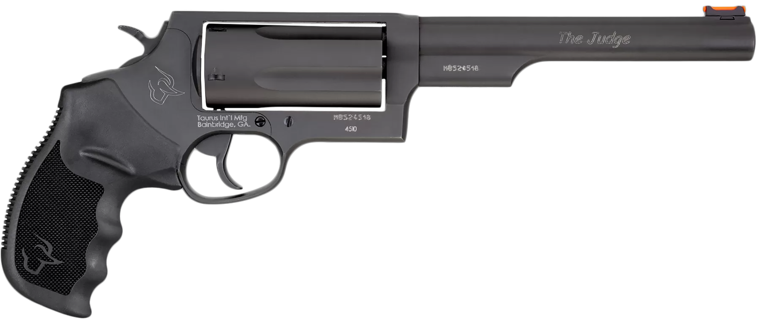 Taurus Judge Tracker Magnum Revolver 2441061MAG, 410/45 Long Colt, 6.5 in, Ribber Grip Overlay Grip, Stainless Finish, 5 Rd