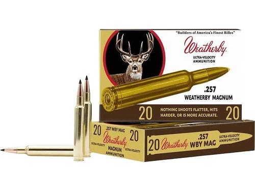Weatherby Select Plus Rifle Ammunition, W8022455SP, 224 Weatherby, V-Max, 55 GR, 3650 fps, 20 Rd/bx