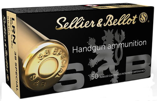 Sellier & Bellot Pistol Ammuntion SB38A, 38 Special, Lead Round Nose (RN), 158 GR, 997 fps, 50 Rd/bx