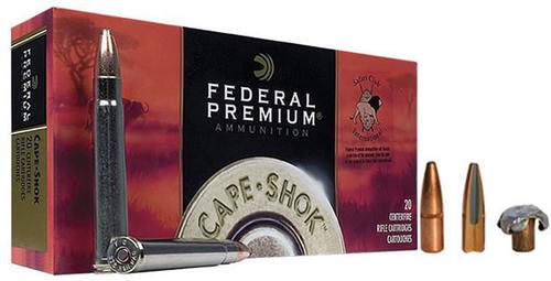 Federal Premium Cape-Shok Rifle Ammunition P458LT2, 458 LOTT, Trophy Bonded Sledgehammer, 500 GR, 2300 fps, 20 Rd/bx