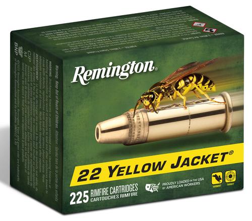 Remington Yellow Jacket Rimfire Ammunition 21233, 22 LR, Truncated Cone Hollow Point, 33 gr, 1500 fps, 225 Rds/Bx