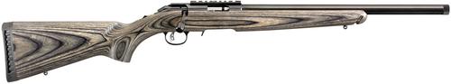 Ruger American Rimfire Target Bolt Action Rifle 8350, 17 Hornady Mag Rimfire (HMR), 18", Laminate Black Stock, Blued Finish, 9 Rd