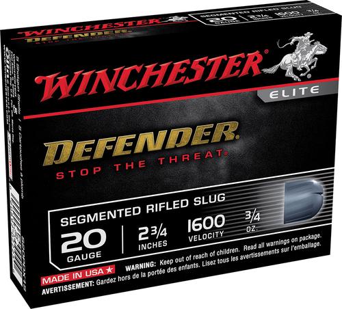 Winchester Supreme Elite Self Defense Ammunition S20PDX1S, 20 Gauge, 2.75 in, 3/4 oz, 1600 fps, Segmenting Slug, 5 Rd/bx