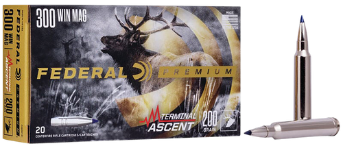 Federal Premium Rifle Ammunition P300WTA1, 300 Winchester Magnum, Terminal Ascent, 200 GR, 2810 fps, 20 Rds/Bx