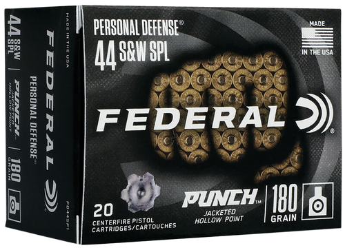 Federal Punch Pistol Ammunition PD44SP1, 44 Special, JHP, 180 gr, 815 fps, 20 Rd/Bx