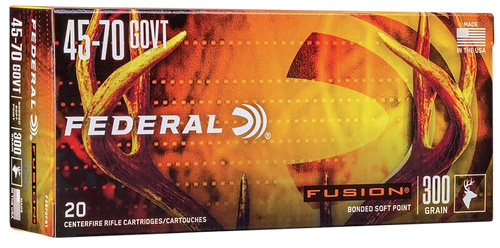 Federal Fusion Rifle Ammunition F4570FS1, 45-70 Govt, Fusion Bullet, 300 GR, 1850 fps, 20 Rd/bx