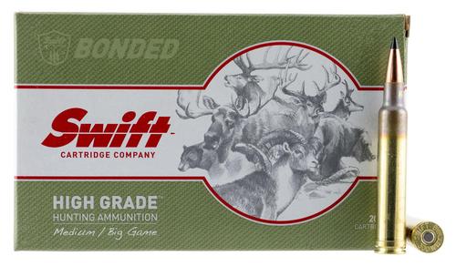 Swift Bullets Scirocco Rifle Ammunition 10044, 300 Weatherby Mag, Spitzer Boat Tail, 180 GR, 3036 fps, 20 Rd/Bx
