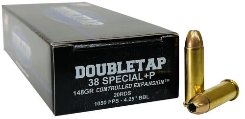 DoubleTap Controlled Expansion Pistol Ammunition 38SP148CE, 38 Special, Controlled Expansion JHP, 148 gr, 1050 fps, 20 Rd/Bx