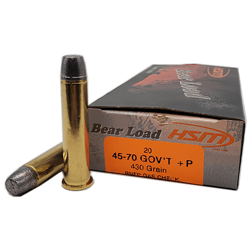 HSM Cowboy Action Rifle Ammunition HSM457012N, 45-70 Government, Lead Round Nose Flat Point, 430 GR, 1781 fps, 20 Rd/bx