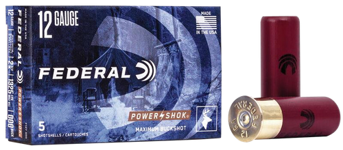Federal Premium Power Shok F127000, 12 Gauge, 2-3/4", 8 Pellets, 1325 fps, #000 Lead Buckshot, 5 Rd/bx
