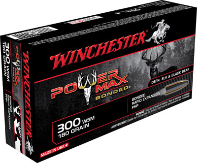 Winchester Super-X Power Max Bonded Rifle Ammunition X300WSMBP, 300 Winchester Short Magnum (WSM), 180 GR, 2970 fps, 20 Rd/bx