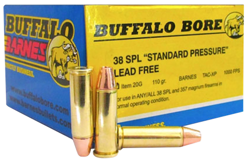 Buffalo Bore Lead-Free Handgun Handgun Ammunition 20G/20, 38 Special, TAC-XP, 110 GR, 1000 fps, 20 Rd/Bx